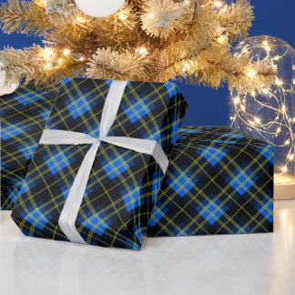 Papier Cadeau Plaid Bleu Et Noir