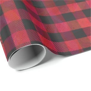 Papier Cadeau Plaid Checkered rouge et noir