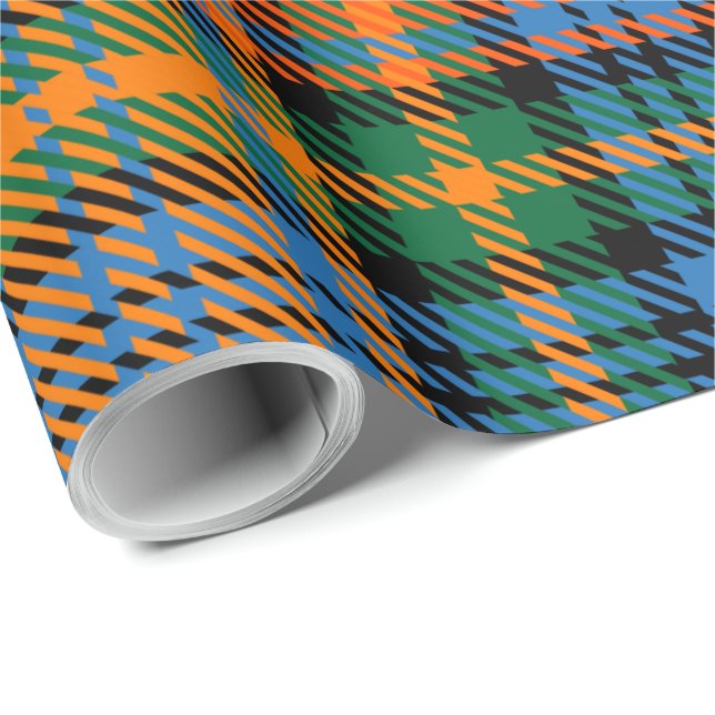 Papier Cadeau Plaid Clan Murray Blue Orange Green Tartan (Coin rond)