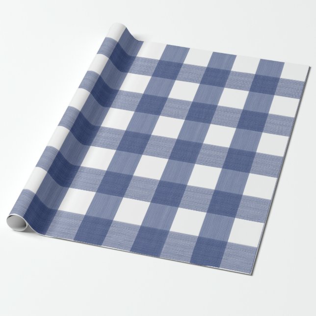 Papier Cadeau Plaid de Buffalo dans le bleu marine (Déroulé)