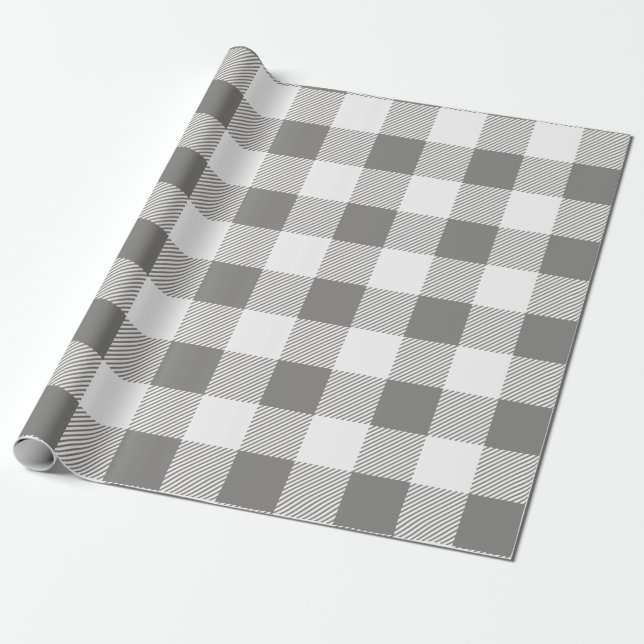 Papier Cadeau Plaid de buffle gris et blanc (Déroulé)