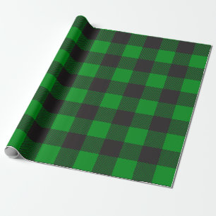 Papier Cadeau Plaid de buffle noir et vert