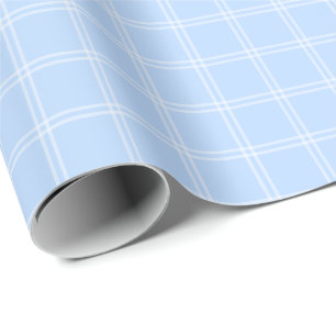 Papier Cadeau Plaid de carreaux de fenêtre bleu pastel