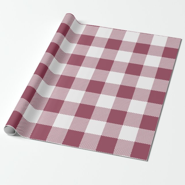 Papier Cadeau Plaid de maroon et de buffle blanc (Déroulé)