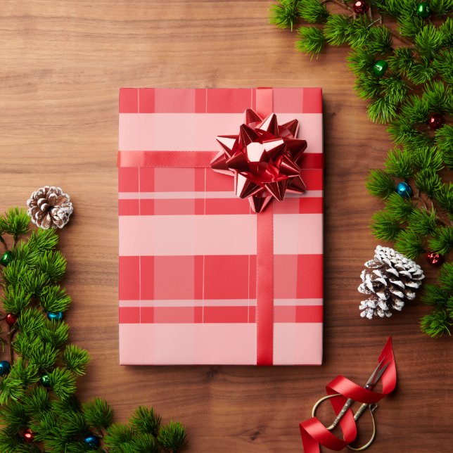 Papier Cadeau Plaid de Noël rose rouge  (Cadeau de vacances)