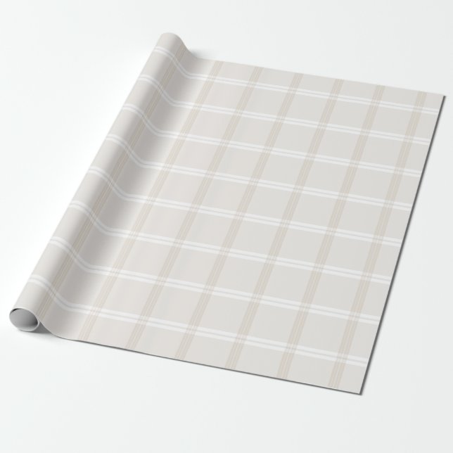 Papier Cadeau Plaid de tartan no. 49 beige et de blanc (Déroulé)