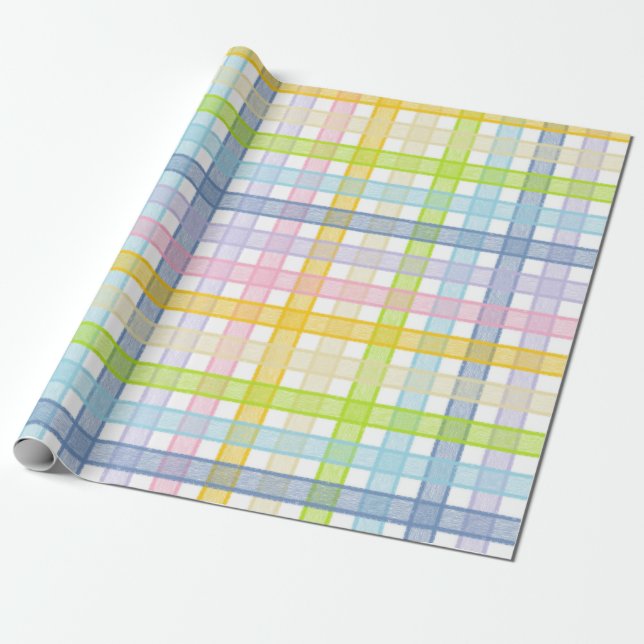Papier Cadeau Plaid en pastel d'arc-en-ciel (Déroulé)