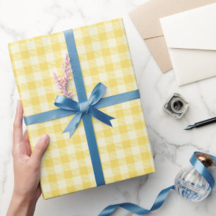 Papier Cadeau Plaid Jaune - Enveloppe cadeau À damiers brillant