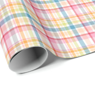 Papier Cadeau Plaid multicolore pastel brillant du clan tartan