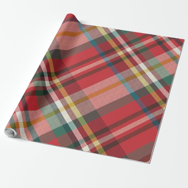 Papier Cadeau Plaid Red À damiers Noël vacances Rustique (Déroulé)