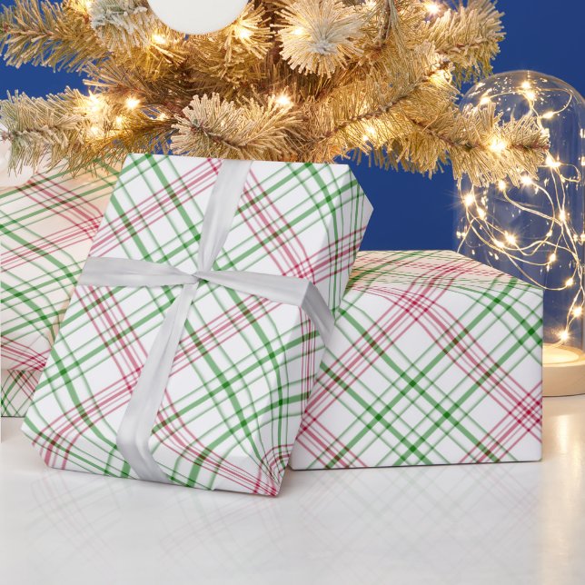 Papier Cadeau Plaid rose et vert (Vacances)