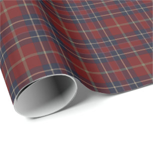 Papier Cadeau Plaid rustique rouge foncé et de bleu marine
