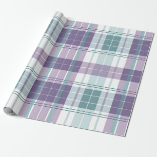 Papier Cadeau Plaid sarcelle et violet pastel