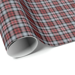 Papier Cadeau Plaid sportif cramoisi, gris et noir