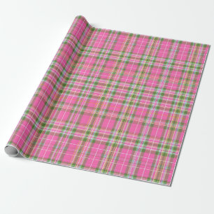 Papier Cadeau Plaid Tartan Rose & Vert