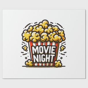 Papier Cadeau Plaisir de soirée cinéma Popcorn ludique