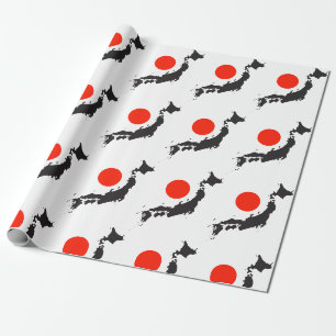 Papier Cadeau Plan du Japon, contour et cercle
