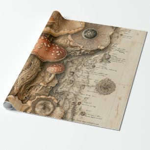 Papier Cadeau Planche botanique de champignons vintage (1)