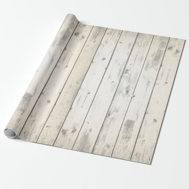 Papier Cadeau Planches de grange en bois rustique shabby chic (Déroulé)