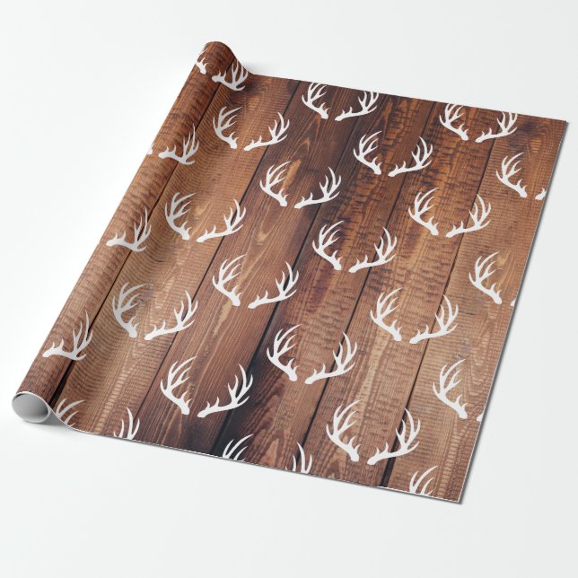 Papier Cadeau Planches en bois de la grange rustique et colliers (Déroulé)