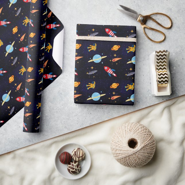Papier Cadeau Planète astronaute de l'espace bleu (Artisanat)
