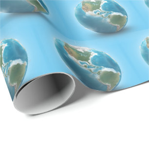 Papier Cadeau Planète Terre avec nuages