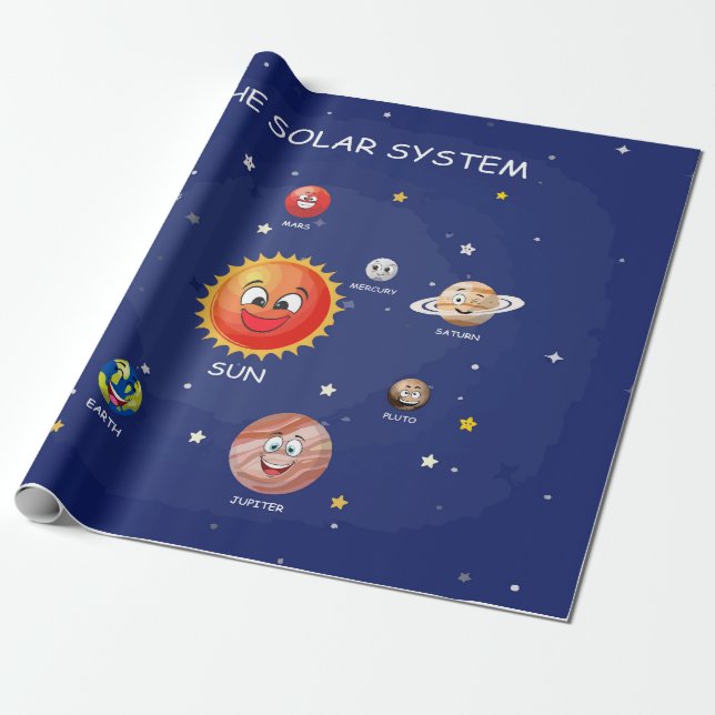 Papier Cadeau Planètes du système solaire (Déroulé)