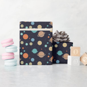 Papier Cadeau Planètes système solaire pour enfants Saturn Jupit