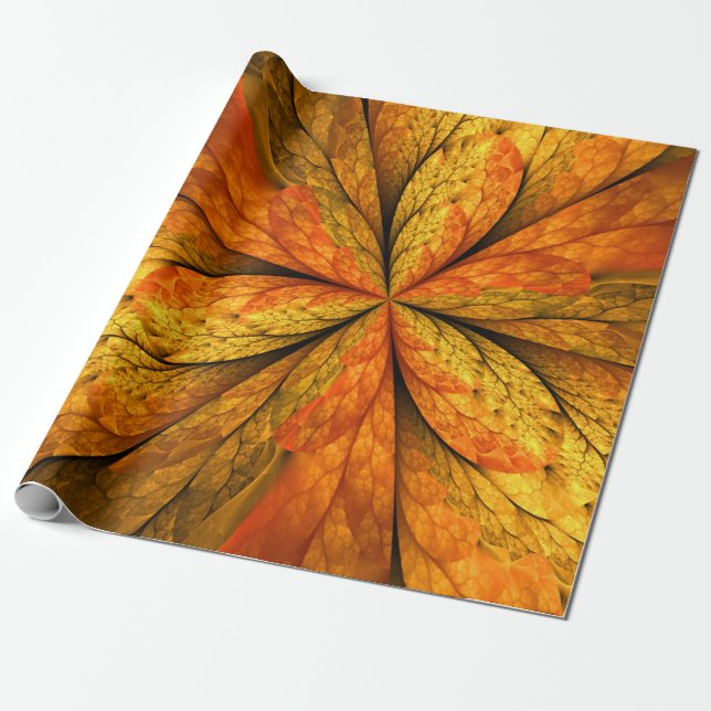 Papier Cadeau Plante d'automne, Abstrait moderne Fractal Art Lea (Déroulé)