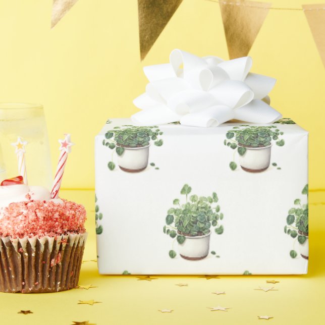 Papier Cadeau Plante vert pointillé (Fête d'anniversaire)