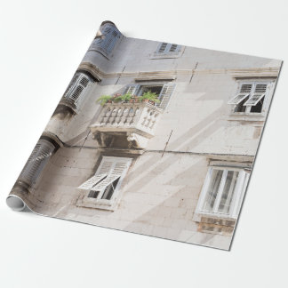 PAPIER CADEAU PLANTE VERT POTTÉ SUR BALCON BROWN MAISON EN BÉTON