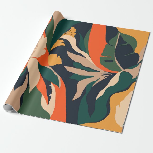 Papier Cadeau Plantes de jungle exotique moderne motif d'illustr (Déroulé)