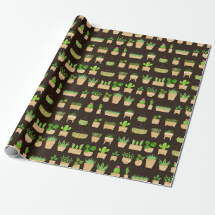 Papier Cadeau Plantes de la maison Cactus sur papier d'enveloppe