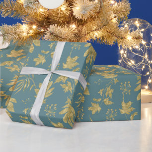 Papier Cadeau Plantes et feuilles de couleur vert poussiéreux et