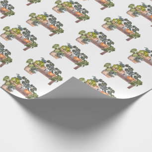 Papier Cadeau Plantes Potés Sur Le Banc