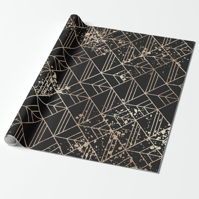 Papier Cadeau Plaque de peinture géométrique Art Déco rétro en o (Déroulé)