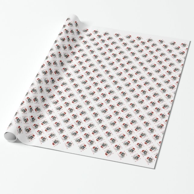Papier Cadeau Plaques Père Noël Schnauzer Standard (Déroulé)