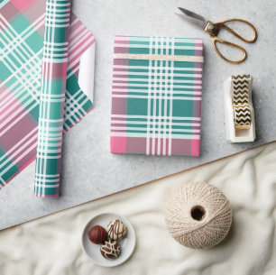 Papier Cadeau Plat Rose Et Vert