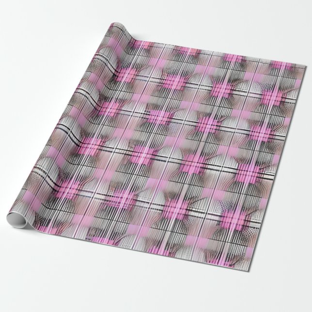 Papier Cadeau Plat unique Pretty Rose et Grey (Déroulé)