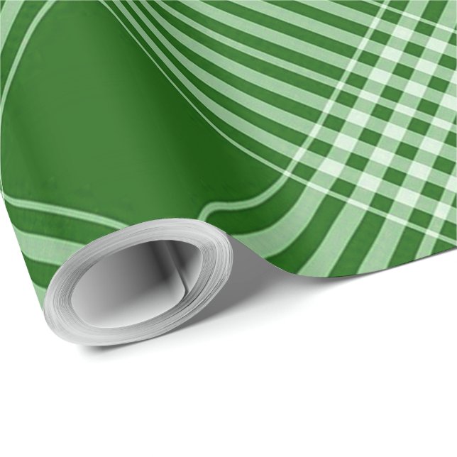 Papier Cadeau Plat Vert Et Blanc (Coin rond)