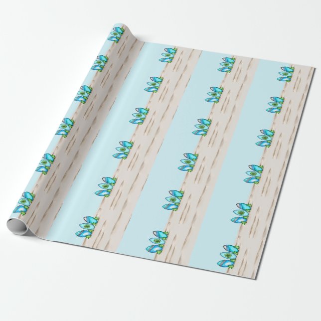 Papier Cadeau Platins de surf rétro (Déroulé)