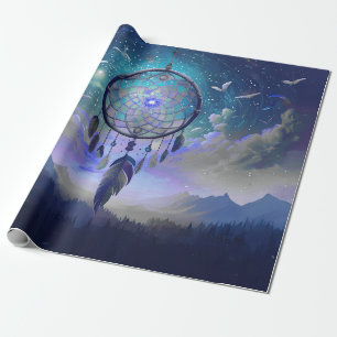 Papier Cadeau Plein Lune Dream Catcher, Céleste