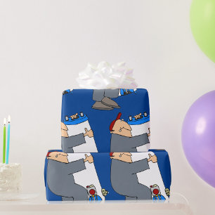 Papier Cadeau Plombier de dessin animé portant un réservoir de s