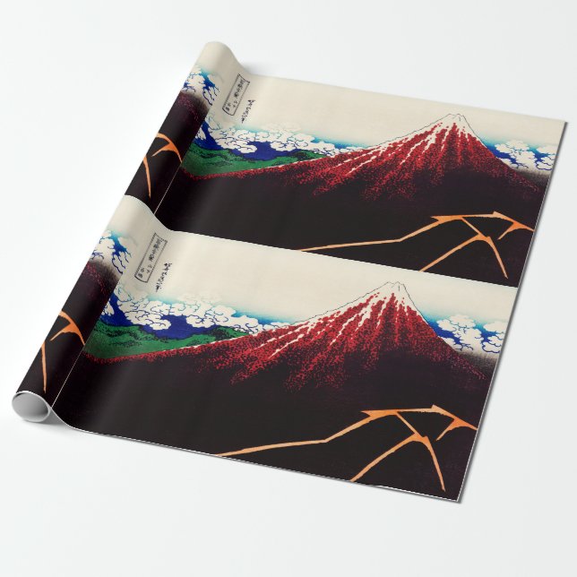 Papier Cadeau Pluie sous le sommet par Katsushika Hokusai (Déroulé)