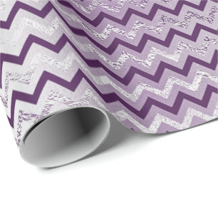 Papier Cadeau Plum Améthyste Métallurgique Violet Chevron Glam L