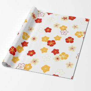 Papier Cadeau Plum Bossom Fleur chinois Nouvel An Motif