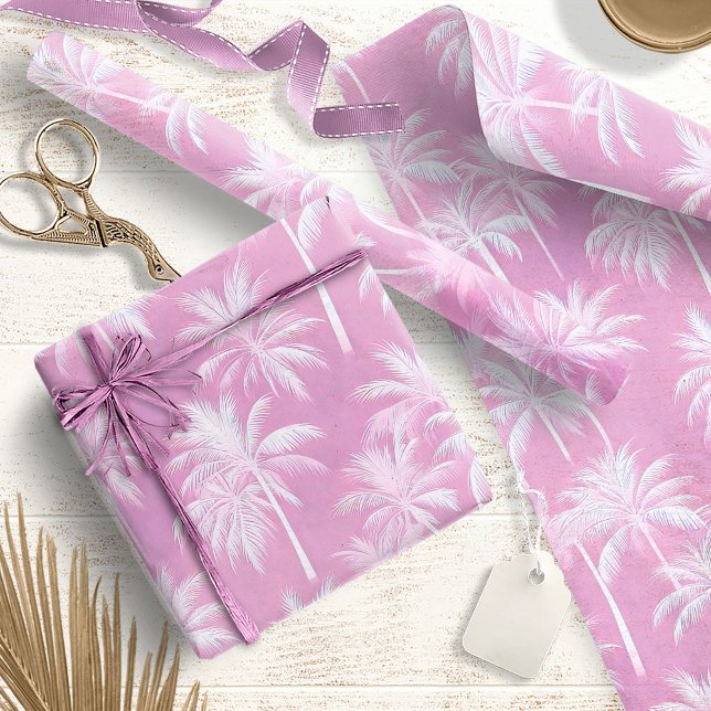 Papier Cadeau Plum Motif de silhouette de palmier hawaïen ID1093 (Créateur téléchargé)