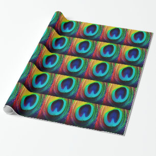 Papier Cadeau Plume de paon vibrant