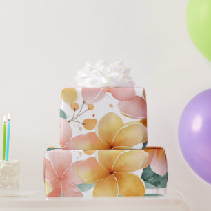Papier Cadeau Plumeria Coloré Hawaï Floral Botanique Tropical