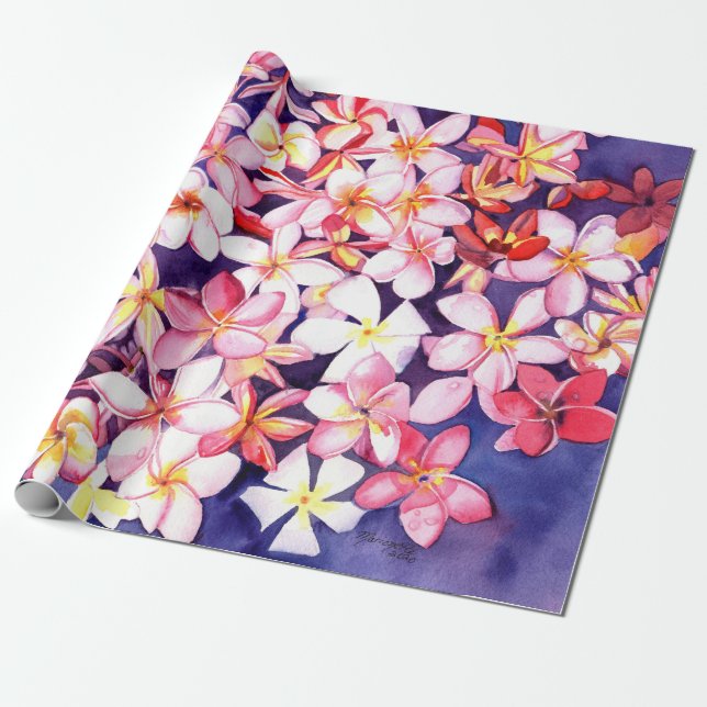 Papier Cadeau Plumeria flottante (Déroulé)